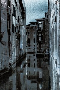 Stille morgen, Venedig, 2019 (håndmalet fotografi)