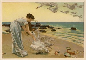 De hvide svaner (chromolitho) af Alice Havers