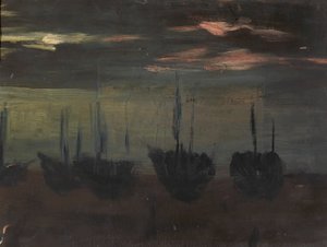 Skibe i måneskin, n.d. af Alice Pike Barney