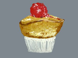 Cupcake med gyldne kirsebær af Alice Straker