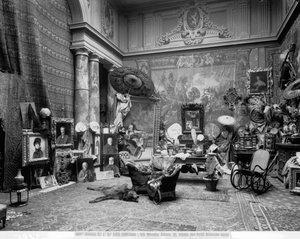 Studie af den florentinske maler Eduardo Gelli, i Via Marsilio Ficino 10, Frorence (s/h foto) af Fratelli Alinari