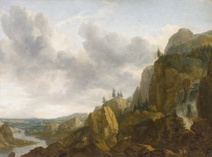 Nordlige bjerglandskab med vandfald