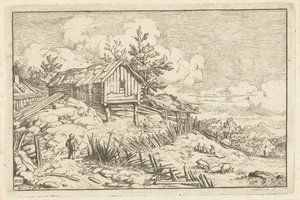 Vandrer ved faldefærdigt hegn af Allaert van Everdingen