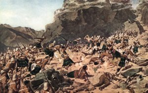 The Charge of the Gordon Highlanders at Dargai (farve litho)