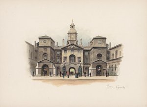 Kendte London: Horse Guards (farvelitografi) af Allan F. Barraud