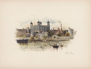 Det velkendte London: The Tower (farvelitografi) af Allan F. Barraud