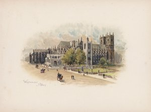 Det velkendte London: Westminster Abbey (farvelitografi) af Allan F. Barraud