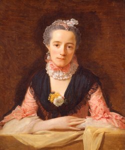 Dame i lyserød silkekjole af Allan Ramsay