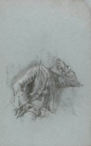 Studie til et portræt af en siddende gentleman (kridt med stub på blåt lagt papir) af Allan Ramsay