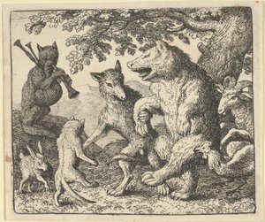 En fest til ære for bjørnen og ulven, 1650-75. af Allart van Everdingen