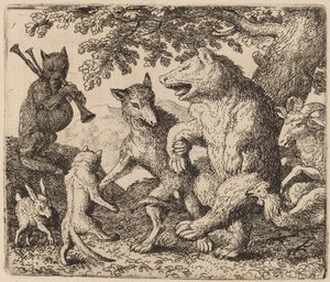 Glæd dig alle for bjørnen og ulven, sandsynligvis ca. 16451656. af Allart van Everdingen