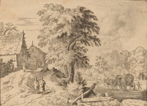 Vogn med to trækheste, formentlig ca. 16451656. af Allart van Everdingen