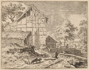 Sommerhus med to stiger, formentlig ca. 16451656. af Allart van Everdingen