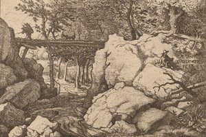 Ged på en lille bro, sandsynligvis ca. 16451656. af Allart van Everdingen