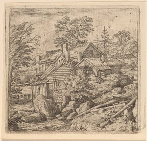 Hamlet på en bjergside af Allart van Everdingen