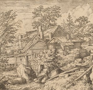 Hamlet på en bjergside, sandsynligvis ca. 16451656. af Allart van Everdingen
