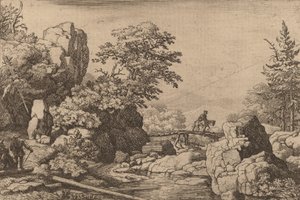 Rytter på en bro, sandsynligvis ca. 16451656. af Allart van Everdingen