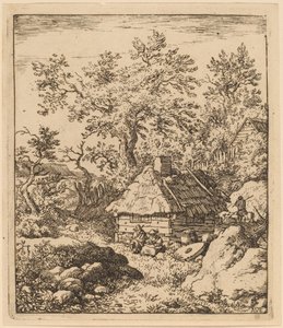 Landskab med Møllesten nær et Fad, sandsynligvis ca. 16451656. af Allart van Everdingen