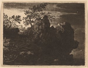 Stor klippe ved floden af Allart van Everdingen