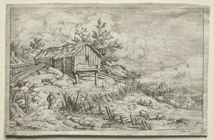 Mand i Gateway of Deserted House. af Allart van Everdingen