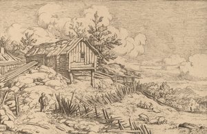 Mand nær indgangen til en ruinøs hæk, sandsynligvis ca. 16451656. af Allart van Everdingen