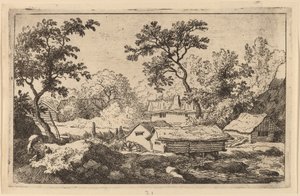 Mølle under et vandfald, sandsynligvis ca. 16451656. af Allart van Everdingen