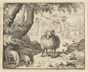 Renard overbeviser kaninen om at gå ind i hans hule og dræber ham, 1650-75. af Allart van Everdingen