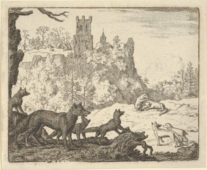 Renard forlader med grævlingen, 1650-75. af Allart van Everdingen