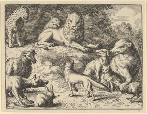 Renard anklages af dyrene før løven, 1650-75. af Allart van Everdingen
