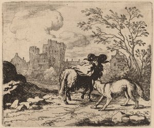 Reynard beder vædderen om at levere et dokument, sandsynligvis ca. 16451656. af Allart van Everdingen