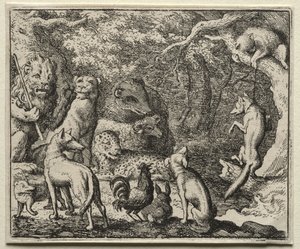 Reynard the Fox: Reynard beder om tilladelse til at tilstå af Allart van Everdingen