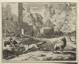 Reynard the Fox: Reynard Chasing Hens. af Allart van Everdingen