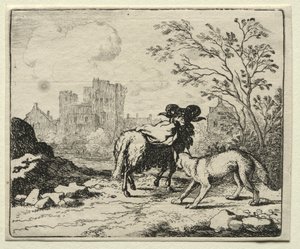 Reynard the Fox: Reynard sender en pakke til løven. af Allart van Everdingen