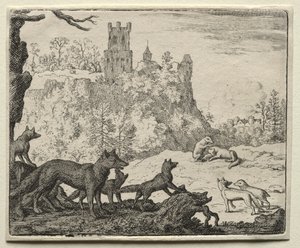 Reynard the Fox: Reynard og grævlingen tager af sted til retten. af Allart van Everdingen