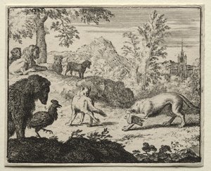Reynard the Fox: Kampen mellem Reynard og ulven af Allart van Everdingen