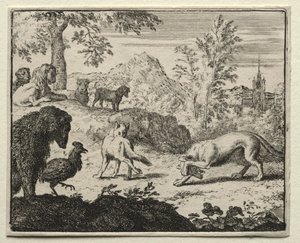 Reynard the Fox: Kampen mellem Reynard og ulven. af Allart van Everdingen