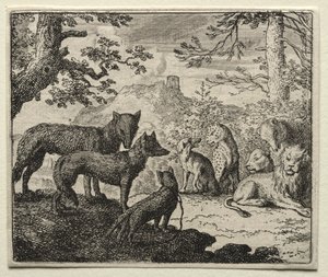 Reynard the Fox: The Relatives of Reynard Leave Court af Allart van Everdingen