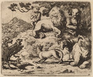 Reynards fjender er forfærdede, sandsynligvis ca. 16451656. af Allart van Everdingen