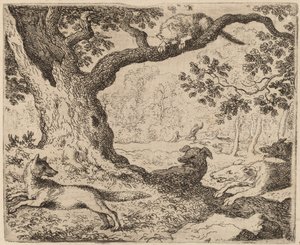 Reynards far og katten forfulgt af hunde, sandsynligvis ca. 16451656. af Allart van Everdingen