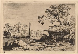Ruinerende hytte af Allart van Everdingen