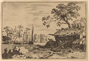 Ruinøs hytte, sandsynligvis ca. 16451656. af Allart van Everdingen