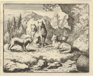 Katten kalder Renard til at møde op for domstolen, 1650-75. af Allart van Everdingen