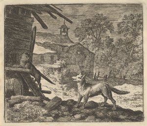 Katten klatrer i en lade, 1650-75. af Allart van Everdingen