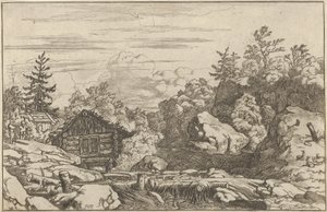 Hytterne ved banken, 1600-tallet. af Allart van Everdingen