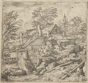 Hamlet på bjergsiden, 1600-tallet. af Allart van Everdingen
