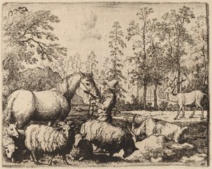 Hesten og hjorten, sandsynligvis ca. 16451656. af Allart van Everdingen