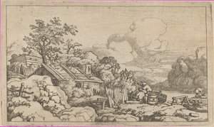 Tømrerens hytte, 1600-tallet. af Allart van Everdingen