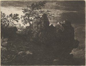 Den store klippe ved floden, 1600-tallet. af Allart van Everdingen