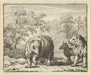 Løven befrier bjørnen og ulven, 1650-75. af Allart van Everdingen