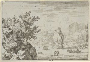 Klippen i midten af floden, 1600-tallet. af Allart van Everdingen